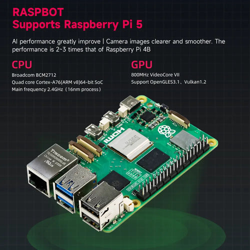 Yahboom Raspbot AI Vision Robot Car with FPV camera for Raspberry Pi 5(With Raspberry Pi 5 8G Board)