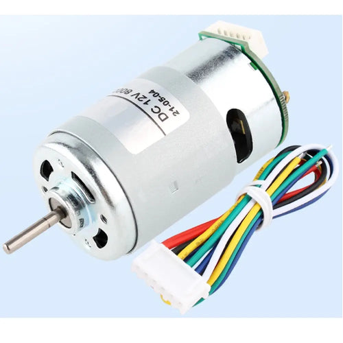 555 Size DC Motor with Encoder, 12V - 8000 RPM