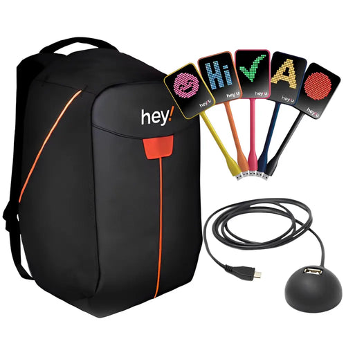 Hey!u Micro USB Pack of 25 w/ Orange Backpack, Real Time Visual Feedback for Active Learning &amp; Collaboration in the Classroom