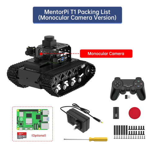 Hiwonder MentorPi T1 Raspberry Pi Robot Car – Tank Chassis, ROS2 AI Coding Robot with Large AI model ChatGPT, SLAM and Autonomous Driving (Starter Kit Without Raspberry Pi 5)