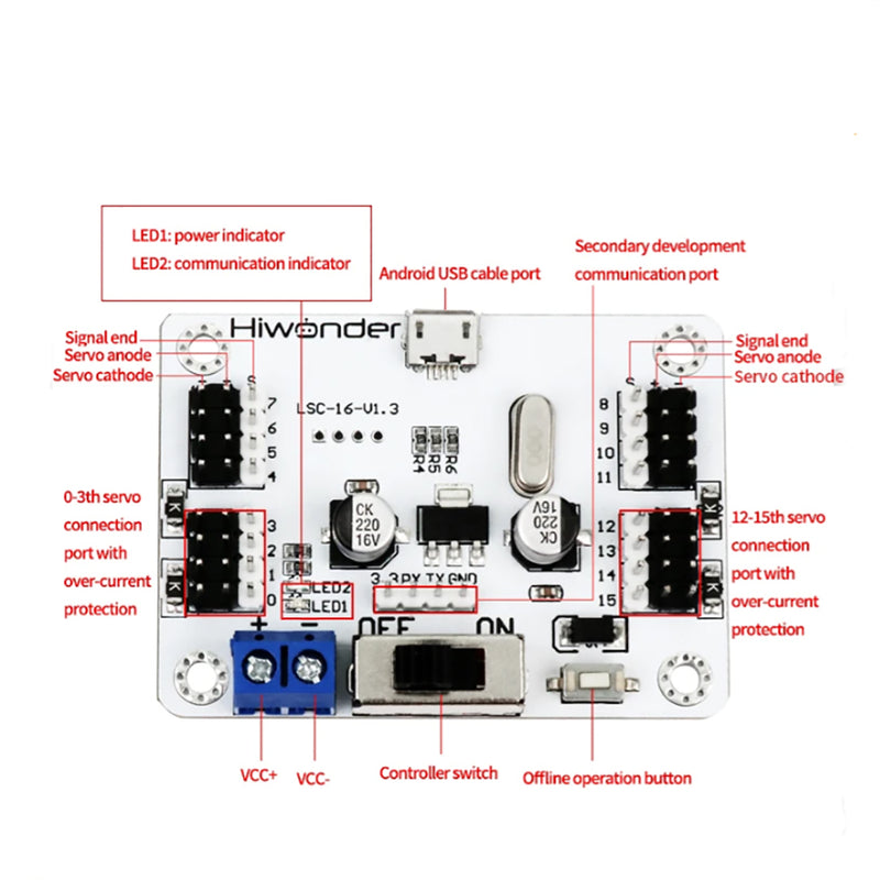 Hiwonder 16 Channel Servo Controller w/ over Current Protection