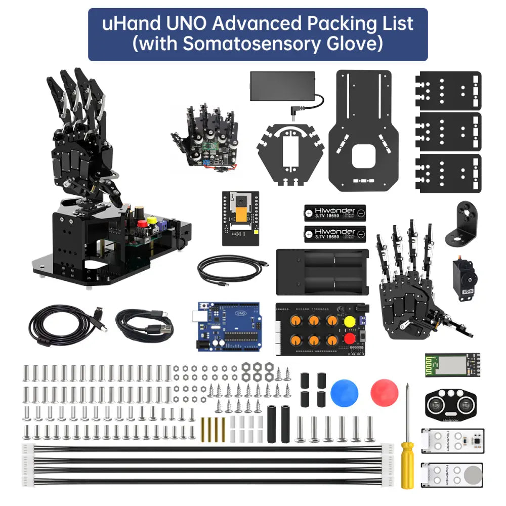 uHand UNO Open Source AI Bionic Robot Hand Support Somatosensory Control, Arduino Programming (Advanced Kit - Left Hand)