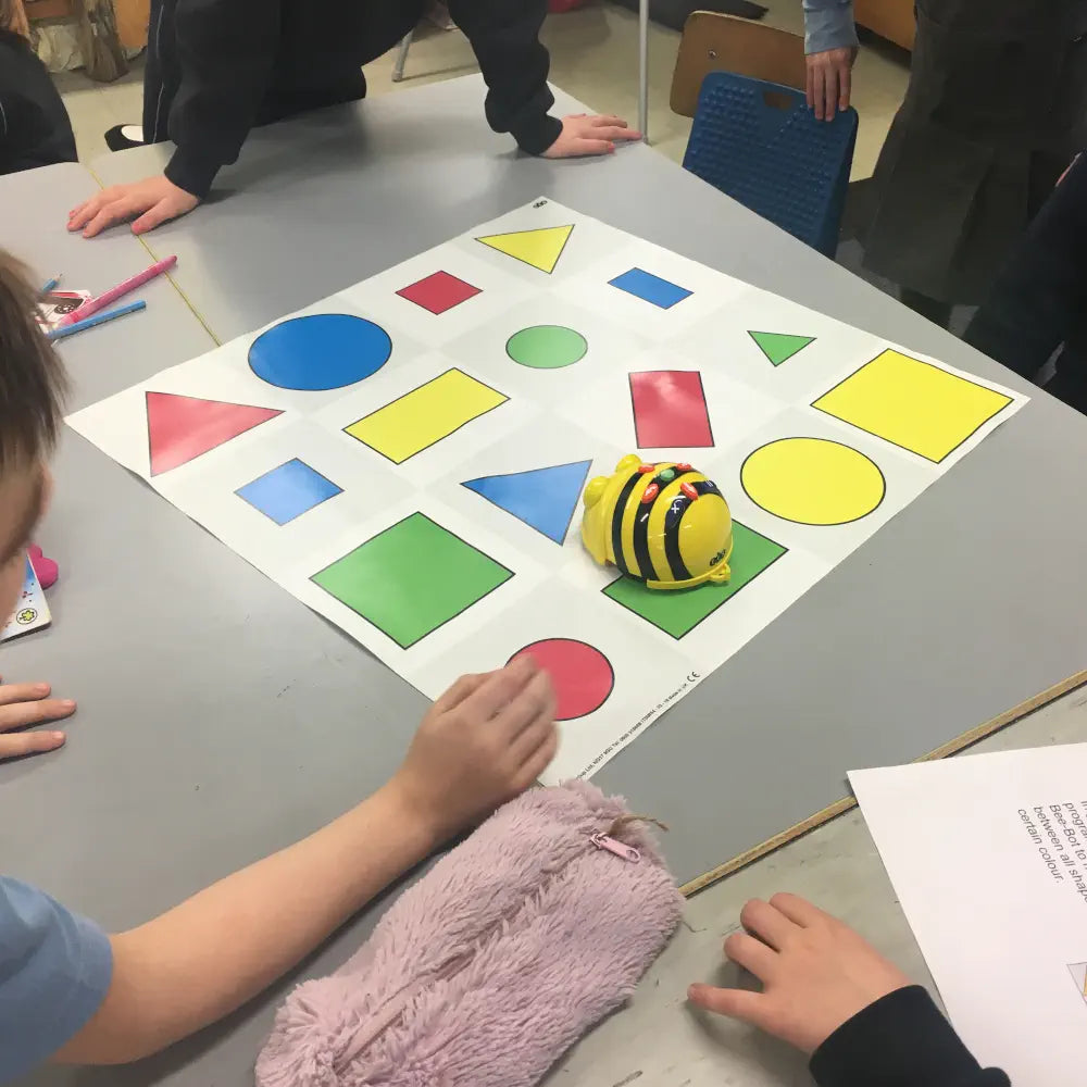 TTS Shapes Color &amp; Size Mat - Durable Floor Mat - Bee-Bot &amp; Blue-Bot Compatible Coding Robot Play - Educational Maths, Geometry, STEM Learning - Classroom Mat | 60x60 cm