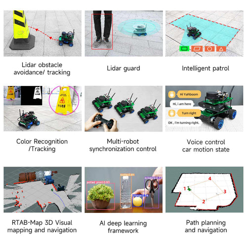 Yahboom ROSMASTER X1 AI Robot RaspberryPi 5 Python Programmable Visual Recognition Mapping Navigation Radar Tracking(Basic Ver No RPi Board)