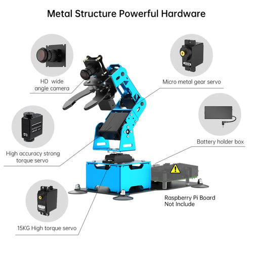 Hiwonder ArmPi mini 4DOF Vision Robotic Arm Powered by Raspberry Pi Support Python and OpenCV for Beginners (No Raspberry Pi 4B Included)