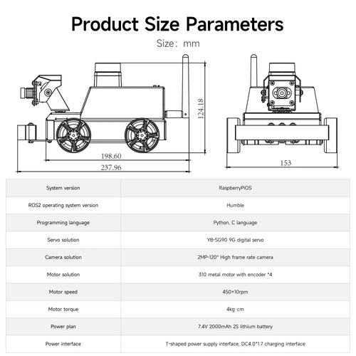 Yahboom Raspberry Pi 5 AI Visual ROS2 Robot Car Kit 2DOF Lidar Stem Education Project For Teen Engineers Students (With Raspberry Pi5-16GB)