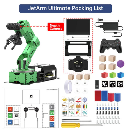 Hiwonder JetArm Pro ROS1 ROS2 3D Vision Robot, with Multimodal AI Model (ChatGPT), AI Voice and Vision Interaction ( Ultimate Kit/Jetson Orin Nano 8GB/Mecanum Chassis)