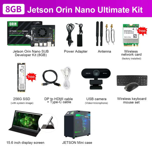 Jetson Orin NANO Development Board SUB Developer Kit with 8GB RAM Based On NVIDIA Core Module for AI Deep Learning(Ultimate Kit)