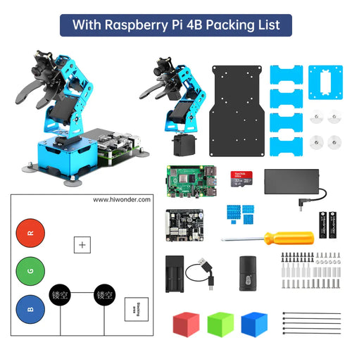 Hiwonder ArmPi mini 5DOF Vision Robotic Arm Powered by Raspberry Pi Support Python OpenCV Target Tracking for Beginners (Raspberry Pi 4B 4GB Included)