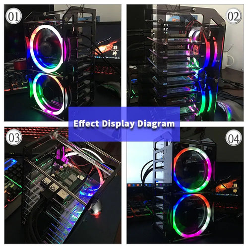 52Pi 8-Layer Acrylic Cluster Case w/ RGB LED & Cooling Fan for RPi, Jetson Nano (Clear)