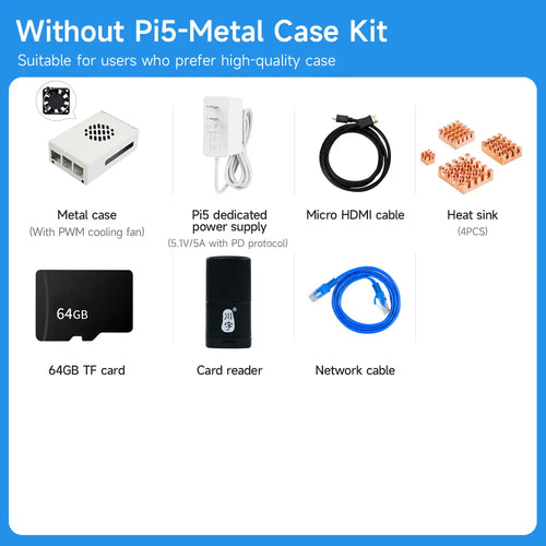 Raspberry Pi 5 board Metal Case Kit (Without Raspberry Pi 5 board)