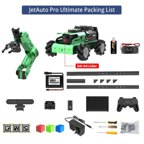 JetAuto Pro ROS Robot Car with Vision Robotic Arm Powered by Jetson Nano Support SLAM Mapping/Navigation/Python (Ultimate kit with Jetson Nano 4GB）