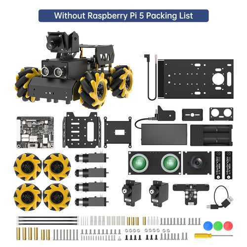Hiwonder TurboPi Raspberry Pi 5 Omnidirectional Mecanum Wheels Robot Car Kit with Camera Open Source Python for Beginners (No Raspberry Pi 5 Included)