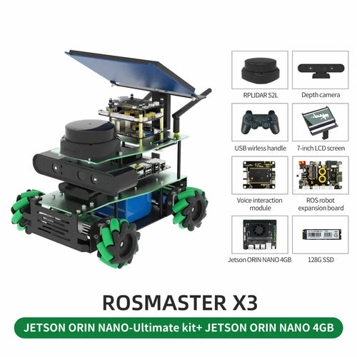 Yahboom ROSMASTER X3 ROS2 Robot with Mecanum Wheel for Jetson Orin Nano Support SLAM Mapping/ Navigation/ Python Car Project Research(Ultimate Kit）