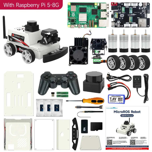 Yahboom Raspberry Pi 5 AI Visual ROS2 Robot Car Kit 2DOF Lidar Stem Education Project for Teen Engineers Students (with Raspberry Pi5-8GB)