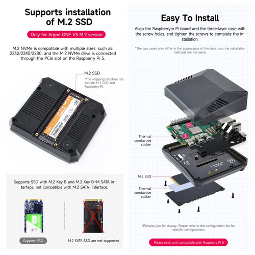 Argon ONE V3 Case for Raspberry Pi 5 with PWM cooling fan