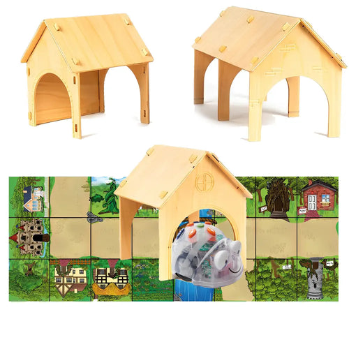 TTS Blue-Bot Programmable Robot with Wooden Tunnels and Fairy Tale Mat Bundle - STEM Learning Coding Floor Robot Toys for Kids Age 3+ Years