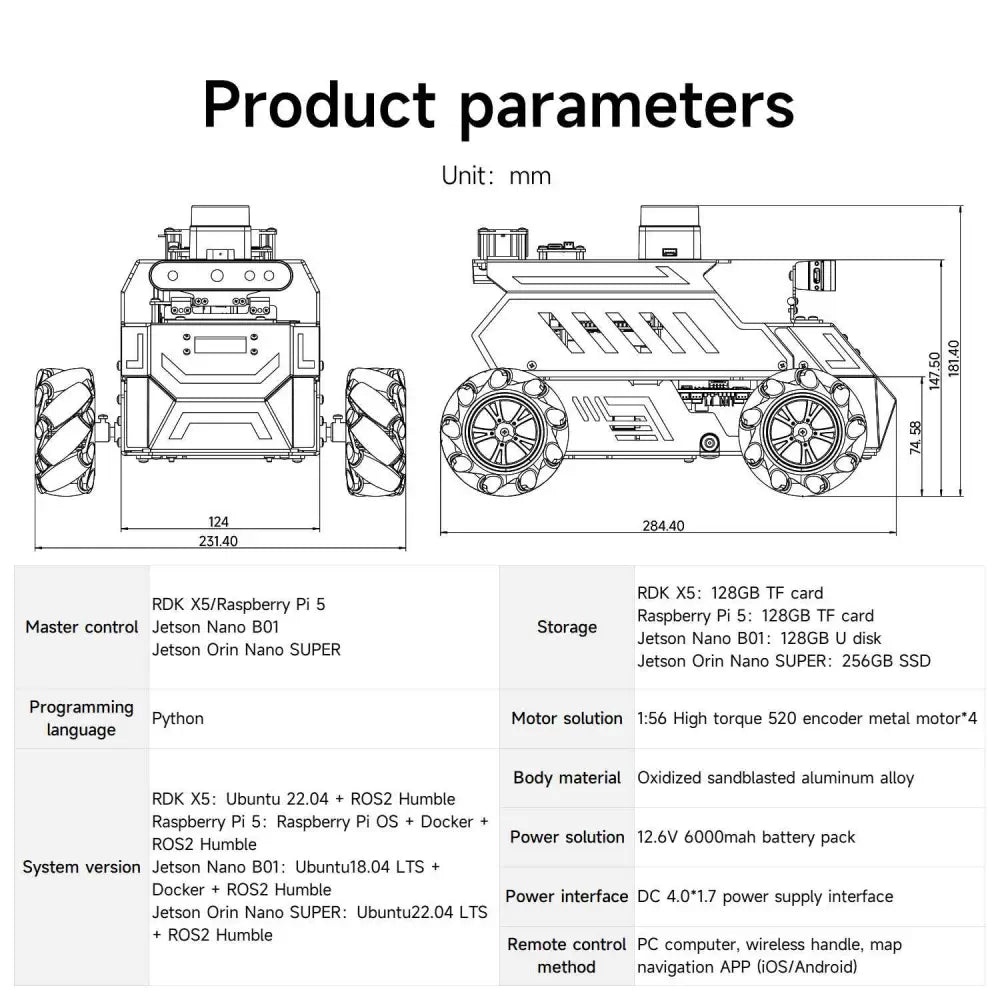 ROSMASTER M1 AI Large Model ROS2 Robot with Mecanum Wheel--Standard without RaspberryPi 5 8G