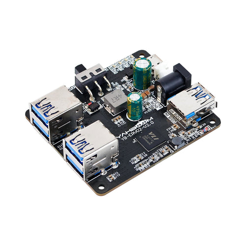 Yahboom USB.0 HUB Expansion Board, 1 to 4 Support, 5A Current, 9-24V Power for Raspberry Pi, Jetson RDK X3