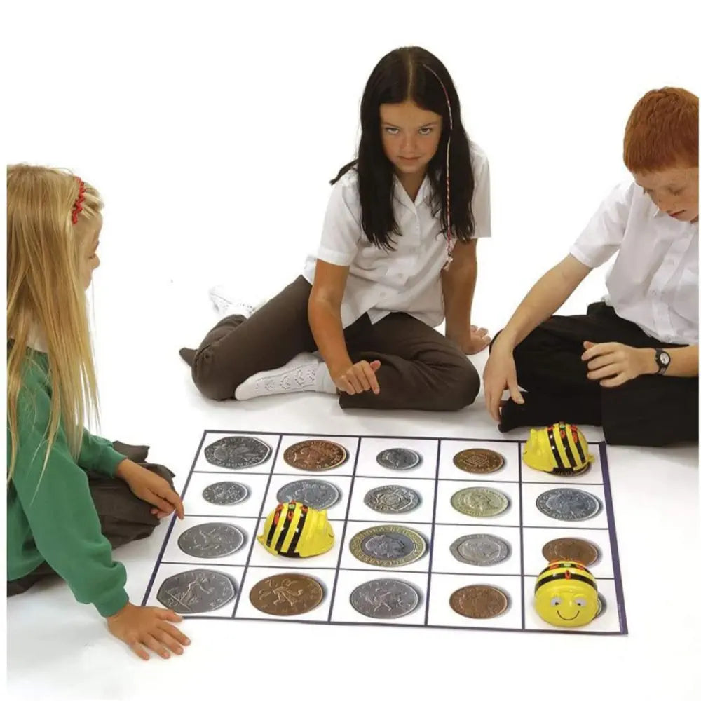 TTS Bee-Bot &amp; Blue-Bot Coin Mat - Coding Robots Play mat for England Math, Money, STEM Learning, Problem Solving, Sequencing &amp; Classroom Educational Activity | 60 x 75 cm