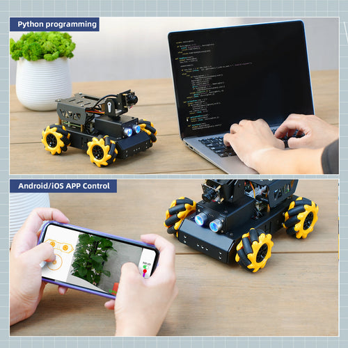 Hiwonder TurboPi Raspberry Pi 5 Omnidirectional Mecanum Wheels Robot Car Kit Open Source Python for Beginners (Raspberry Pi 5 8GB Included)