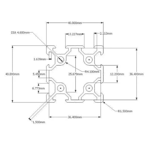 4040 V-Slot Extrusion 20-Series 40mm X 40mm X 1m - Black