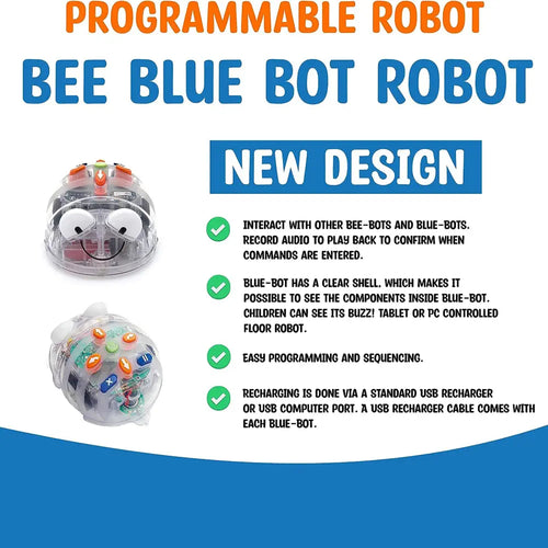 TTS Blue-Bot Programmable Robot with Human Body Activity Mat Bundle - STEM Learning Coding Floor Robot Toys for Kids Age 3+ Years