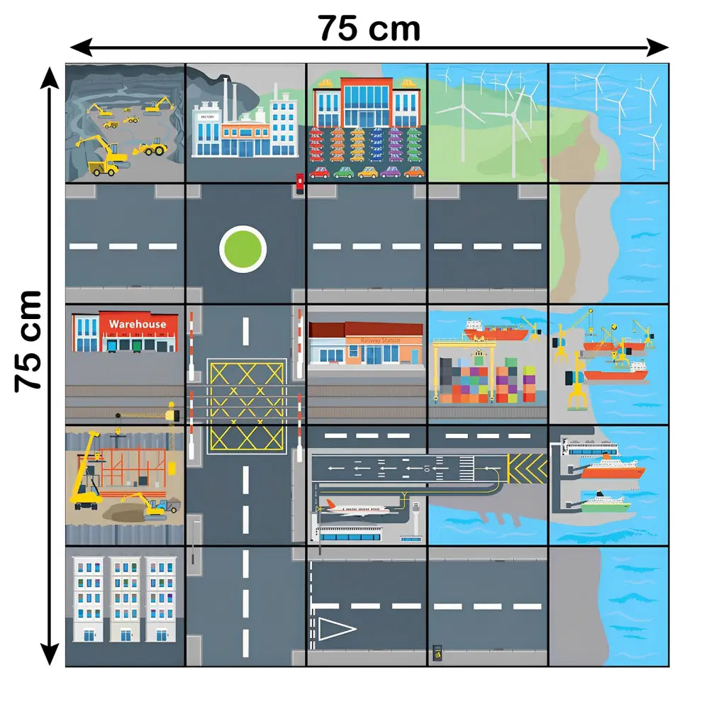 TTS Bee-Bot &amp; Blue-Bot Transport &amp; Industry Coding Mat - STEM Robot floor play mat for Kids Classroom &amp; Home Learning - Durable Educational Programming Toy | 75 x 75 cm
