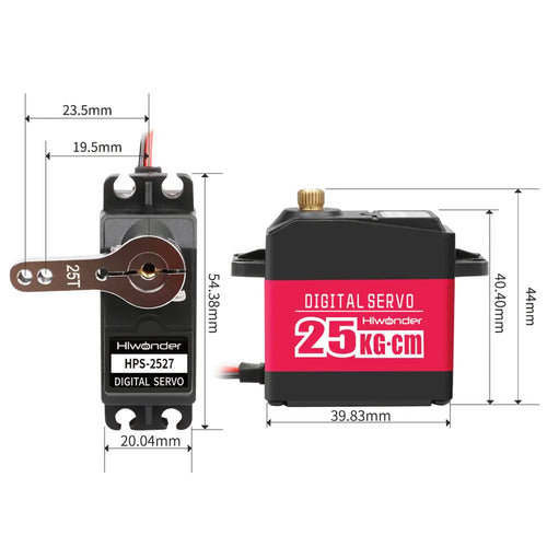 Hiwonder HPS 2527MG 25KG High Torque Digital Servo w/ Full Metal Gear for Robotic Arm, RC Car &amp; Single Shaft