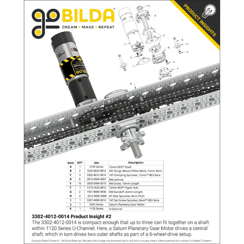 8mm Pitch Steel Clamping Sprocket (12mm REX™ Bore, 14 Tooth)