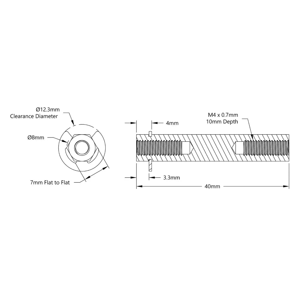 8mm REX™ Shaft w/ E-Clip (40mm Length) - RobotShop