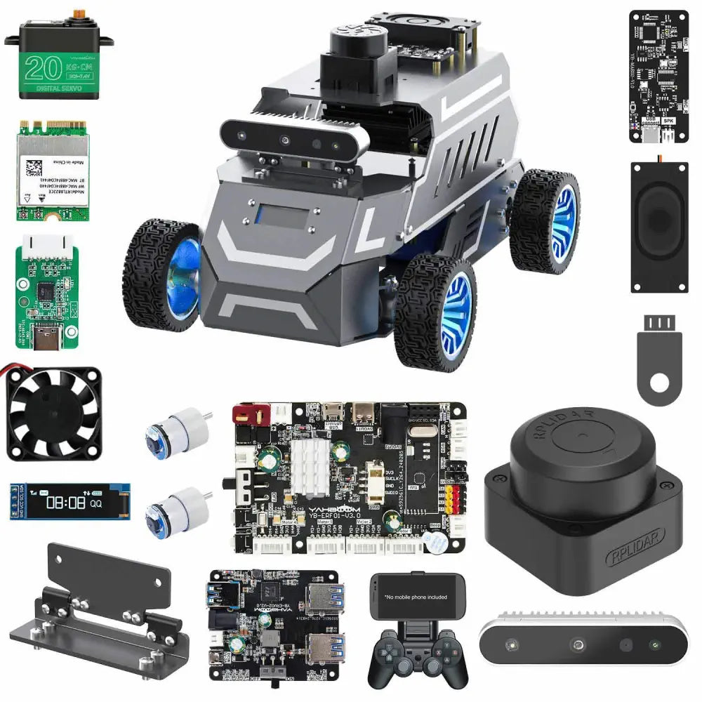 ROSMASTER A1 AI Large Model ROS2 Robot with Ackerman steering chassis-Ultimate without NANO 4GB SUB