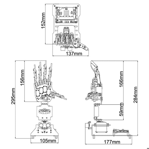 Open-Source Robotic Hand AiHand Powered by micro:bit V2 Programming Educational Robot, Support WonderCam AI Vision Module (With micro:bit V2.0)