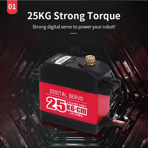 Hiwonder LD 25MG Digital Servo 25KG w/ Strong Torque for Robotic Arm, RC Car &amp; Single Shaft