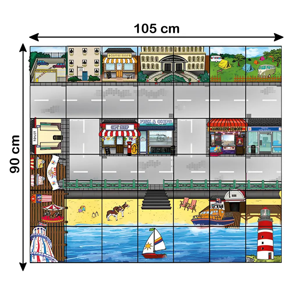 TTS Bee-Bot &amp; Blue-Bot Seaside Coding Mat - 90×105 cm Floor Play mat for Kids STEM, Geography &amp; Programming Learning, Durable Interactive Educational Robot Mat | Ages 3+