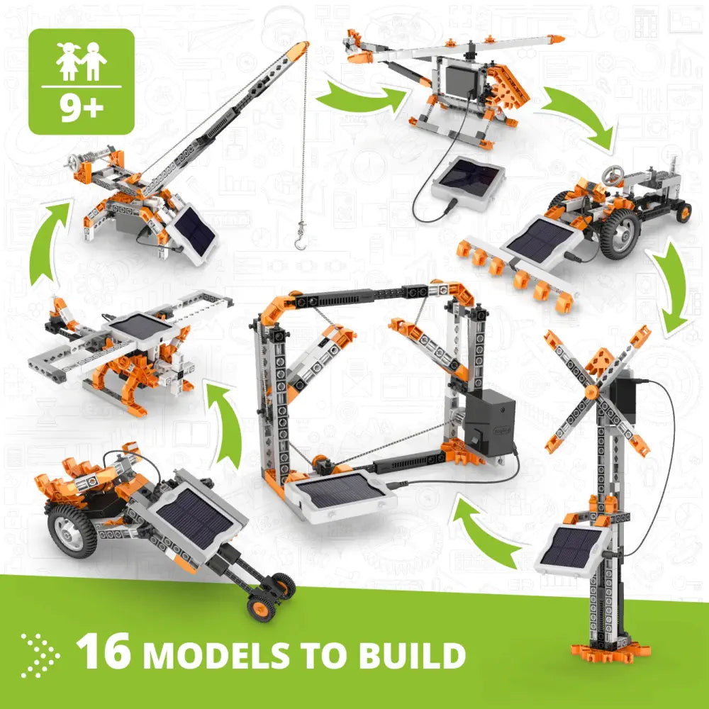 Engino Discovering STEM Solar Power Kit – Hands-On Renewable Energy Learning Set for Kids, 16 Solar-Powered Models, STEM Education Toy for Kids 9+