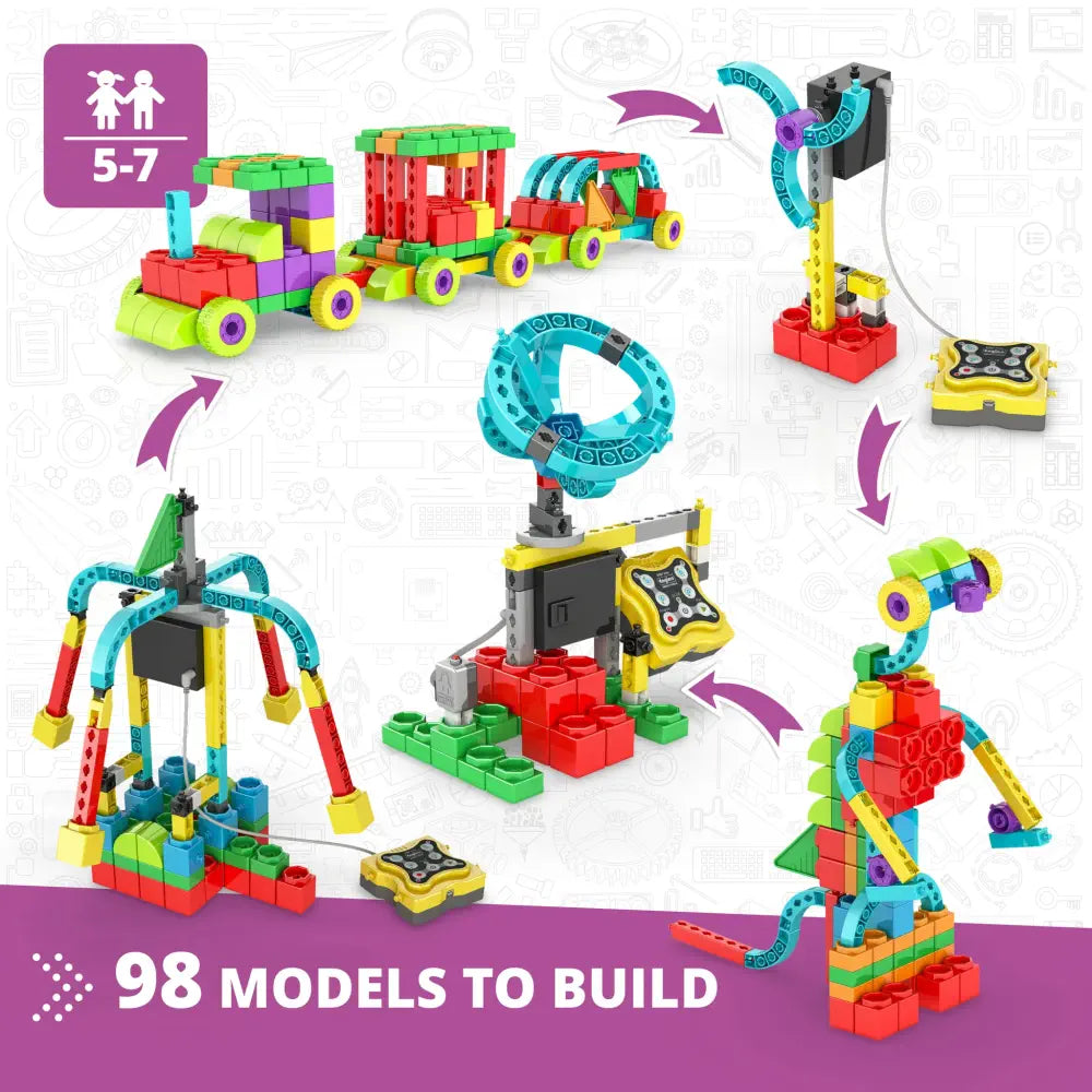Engino STEM Qboidz &amp; Junior Robotics STEM Kit Toy for Kids Ages 5-7 – Coding, Buildable Robots &amp; Curriculum-Ready Educational Set