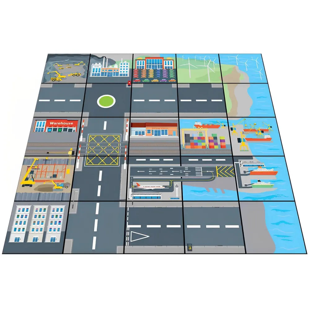 TTS Bee-Bot &amp; Blue-Bot Transport &amp; Industry Coding Mat - STEM Robot floor play mat for Kids Classroom &amp; Home Learning - Durable Educational Programming Toy | 75 x 75 cm