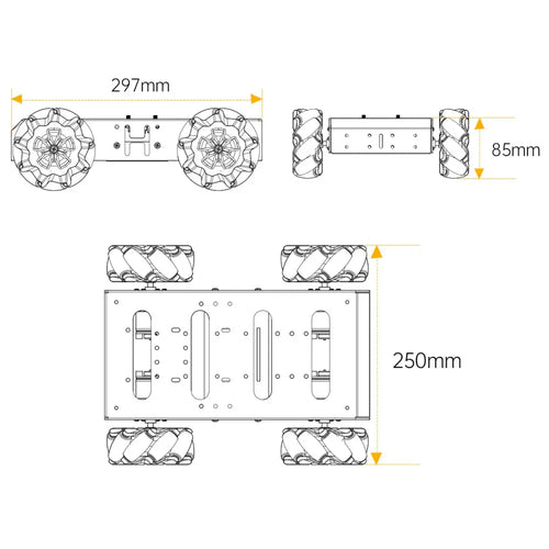 Hiwonder Large Metal 4WD Vehicle Chassis for Arduino/Raspberry Pi/ROS Robot with 12V Encoder Geared Motor