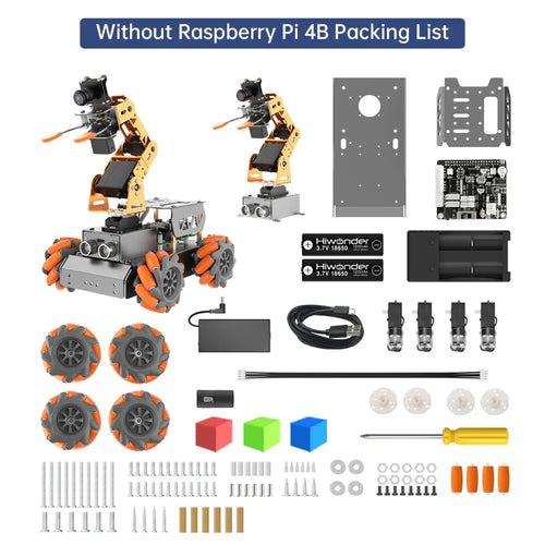 Hiwonder MasterPi AI Vision Robot Arm with Mecanum Wheels Car Powered by Raspberry Pi Open Source Robot Car (No Raspberry Pi 4B Included)