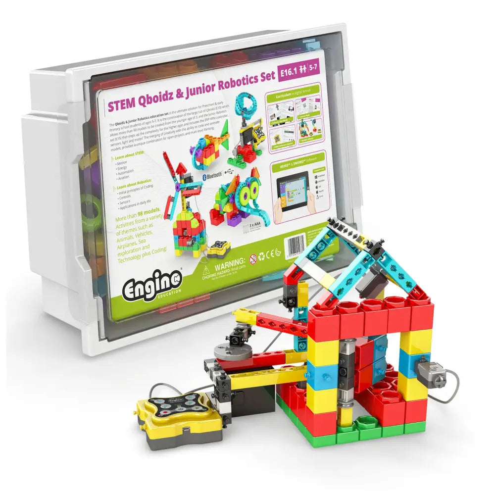 Engino STEM Qboidz &amp; Junior Robotics STEM Kit Toy for Kids Ages 5-7 – Coding, Buildable Robots &amp; Curriculum-Ready Educational Set