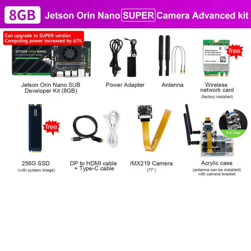 Jetson Orin NANO SUPER Developer Kit SUB with 8GB RAM Based On NVIDIA Core Module for AI Deep Learning(Camera Kit)