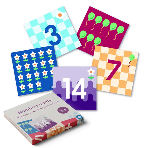 Primo Thematic Number Cards for Cubetto Coding Robot Transparent Mat, STEM Educational Activity Cards for Programmable Stepping Robots