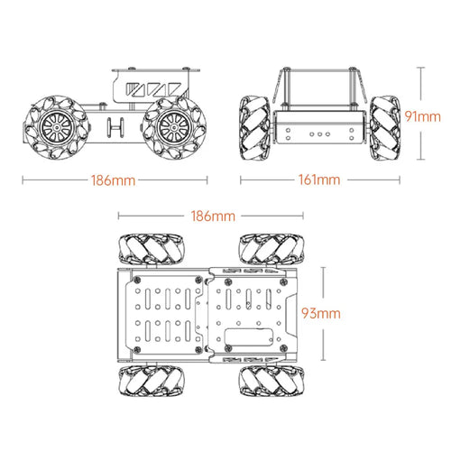 Hiwonder Mecanum Wheel Chassis Car Kit w/ TT Motor, Aluminum Alloy Frame, Smart Car Kit for DIY Robot Car