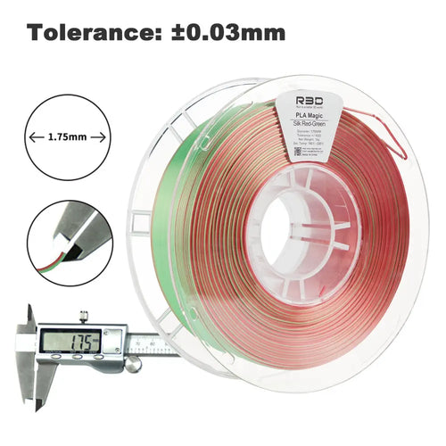 R3D Dual Colour Silk PLA Magic Filament 1.75mm 1kg - Red/Green