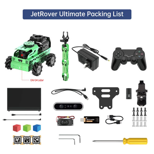 JetRover ROS Robot Car with Vision Robotic Arm Support SLAM Mapping/ Navigation (Ultimate Kit with Raspberry Pi 5 8GB, Mecanum Chassis, EA1 G4 Lidar)