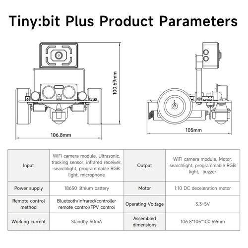 Yahboom Tiny:bit Plus smart car compatible with Micro:bit V2(without micro:bit V2 board)