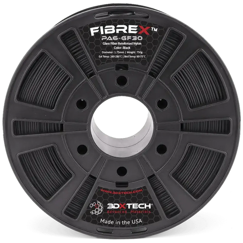 Black - 1.75mm 3DXTech FibreXT PA6+GF30 Nylon Filament - 0.5 kg