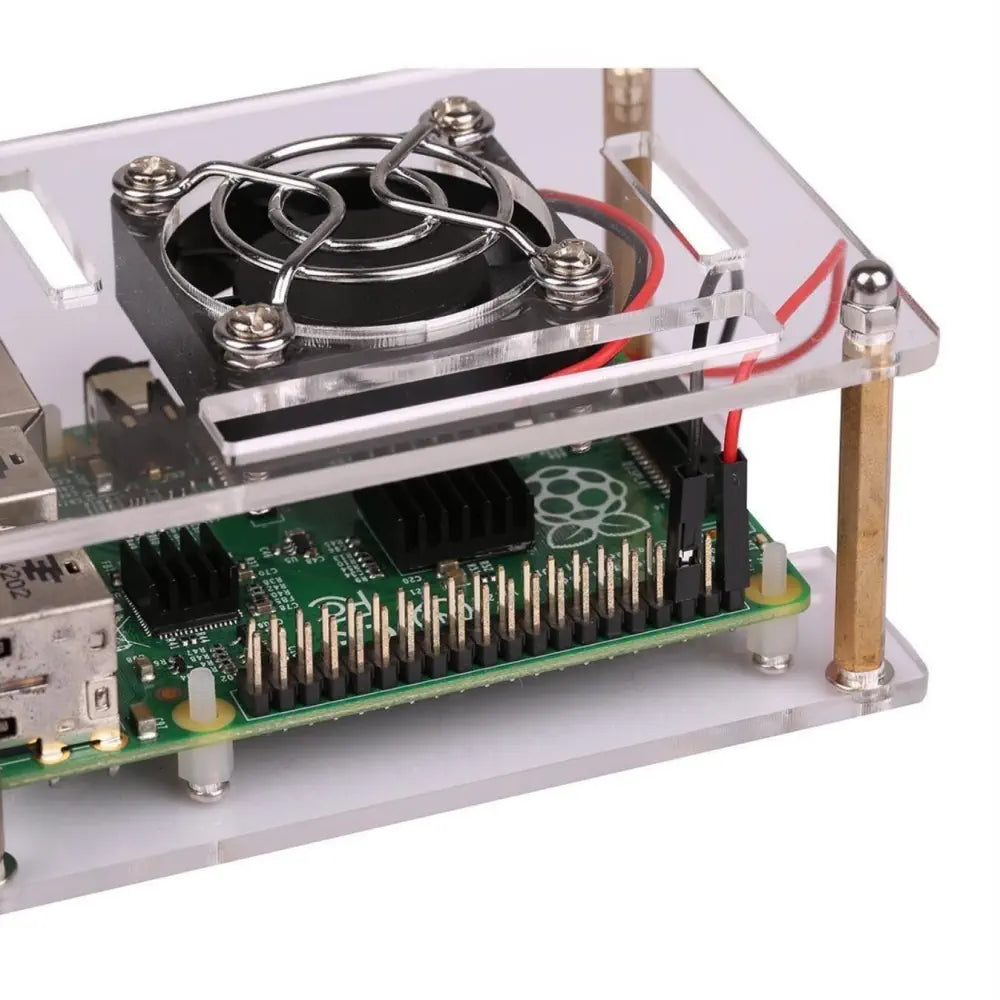 Acrylic Clear Enclosure w/ Cooling Fan for Raspberry Pi - RobotShop