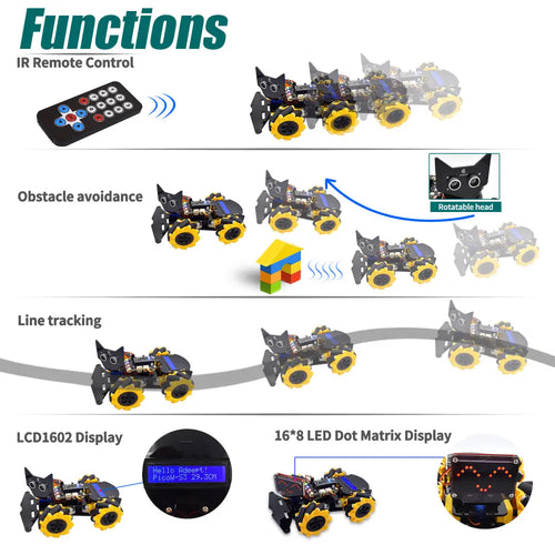 Adeept 4WD Omni-Directional Mecanum Wheels Robotic Car Kit for ESP32-S3